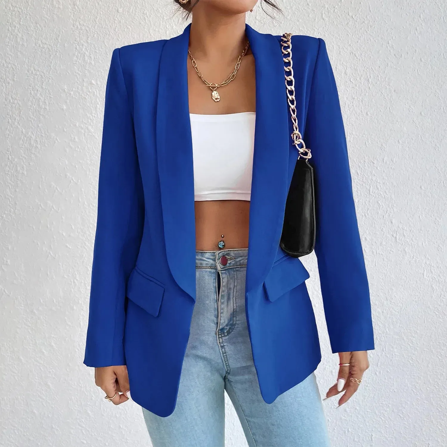 Womens Jacket Cotton Non Stretch Long Sleeve Office Lady Blazers
