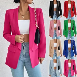 Womens Jacket Cotton Non Stretch Long Sleeve Office Lady Blazers
