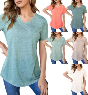 Womens Short Sleeve V Neck Tops