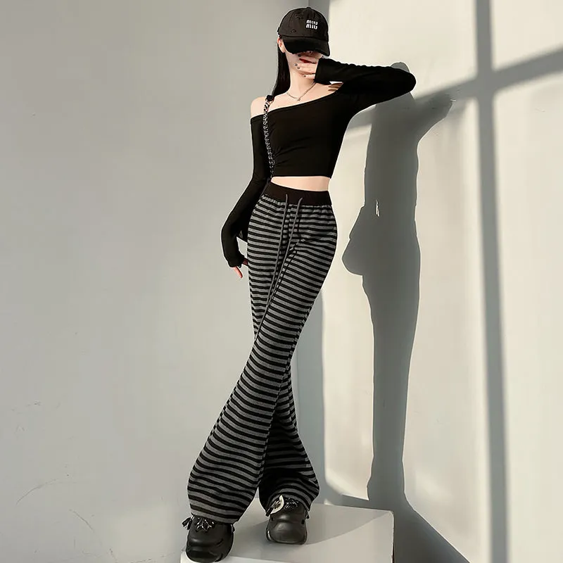 Women's Slightly Flared Jersey Sweatpant with Stripes