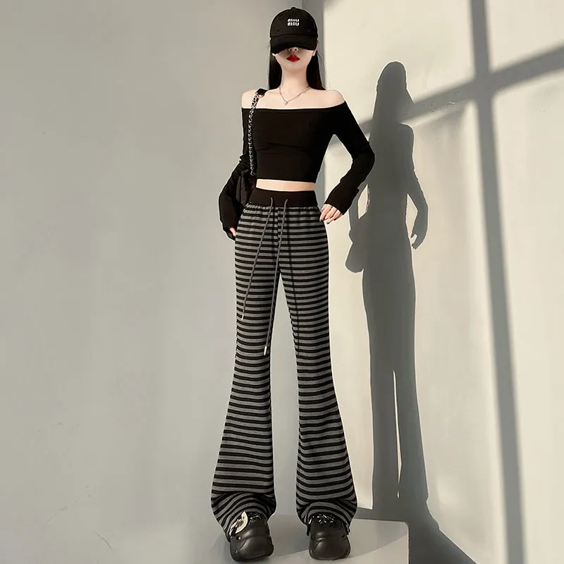 Women's Slightly Flared Jersey Sweatpant with Stripes