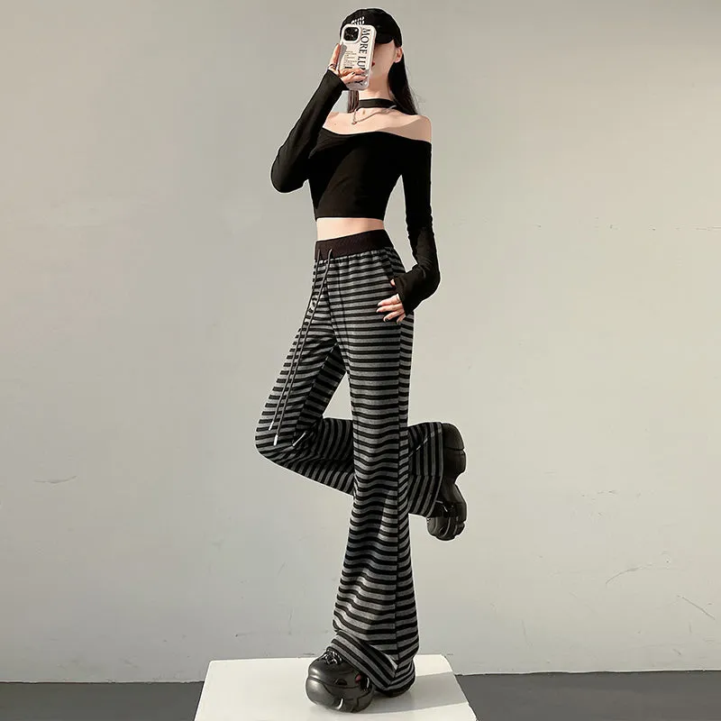 Women's Slightly Flared Jersey Sweatpant with Stripes