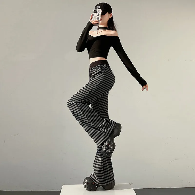 Women's Slightly Flared Jersey Sweatpant with Stripes