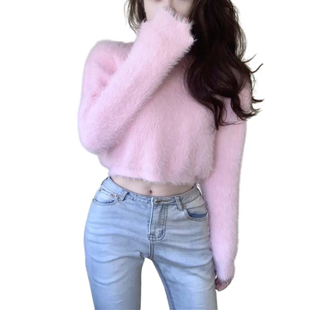 Women's Solid Color Cropped Sweater