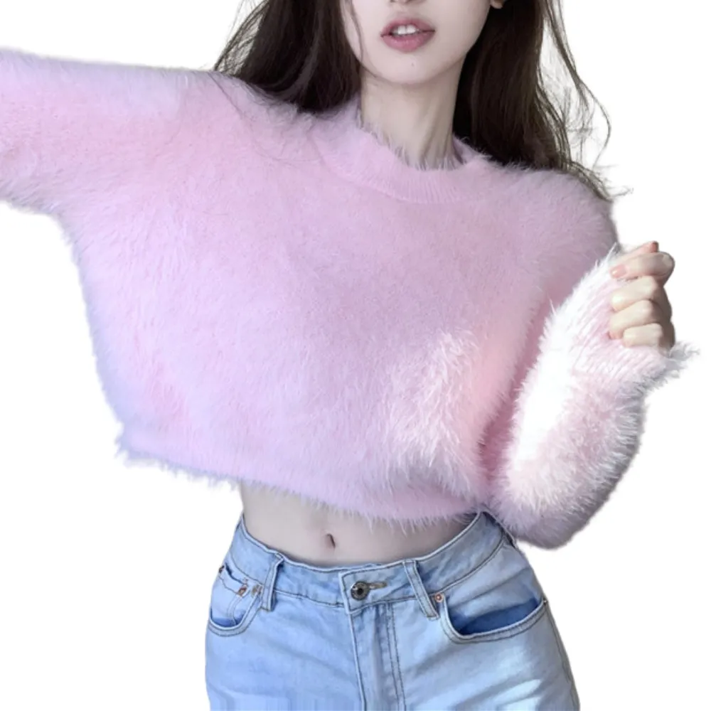 Women's Solid Color Cropped Sweater