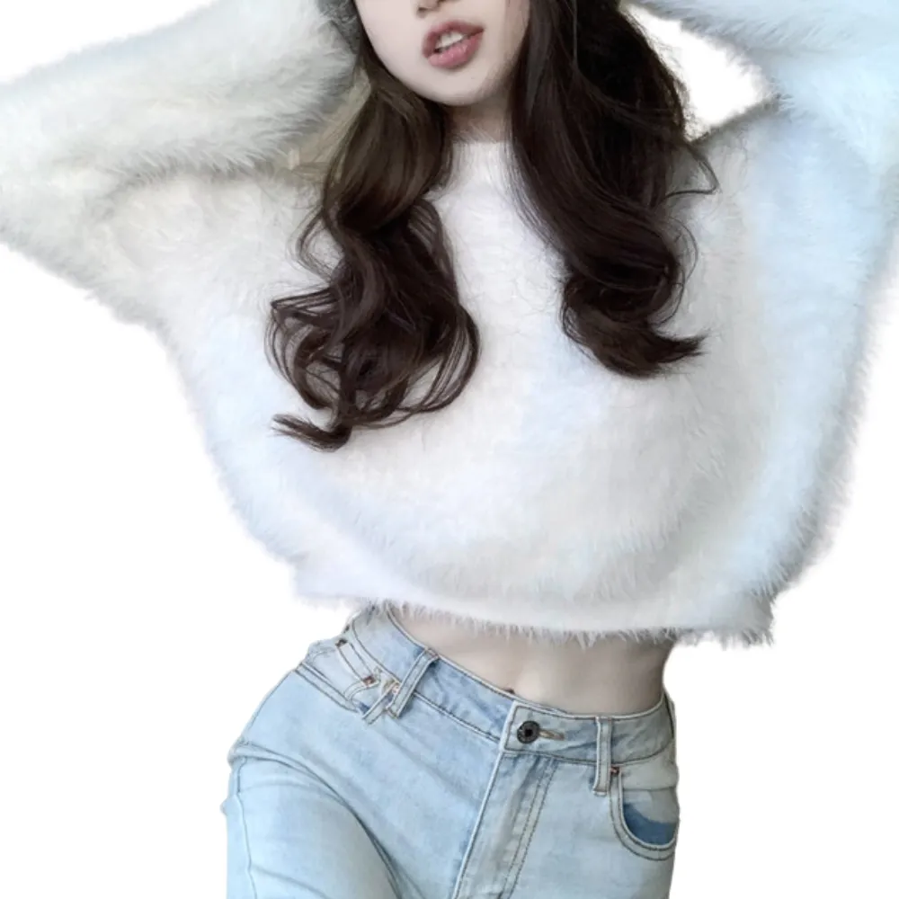 Women's Solid Color Cropped Sweater