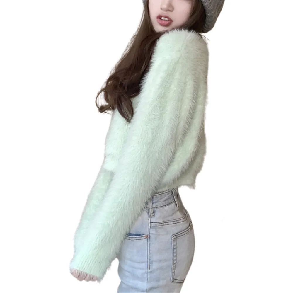 Women's Solid Color Cropped Sweater