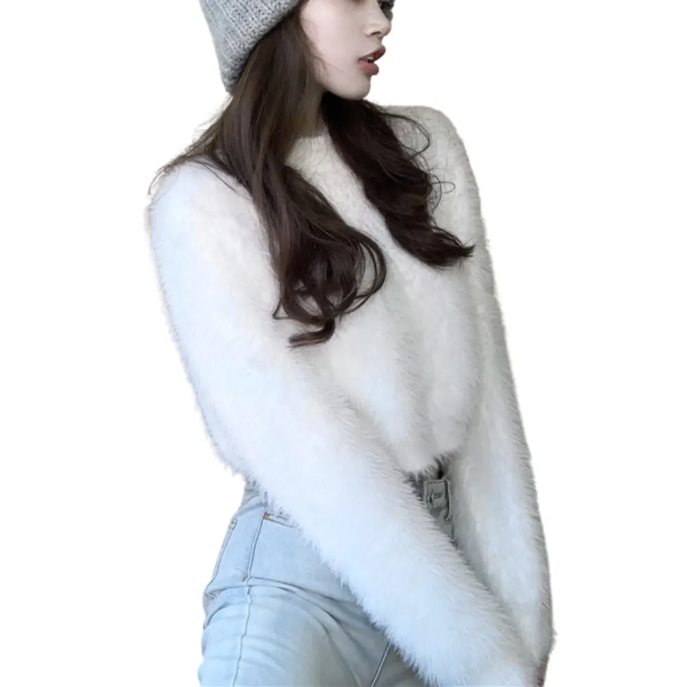 Women's Solid Color Cropped Sweater