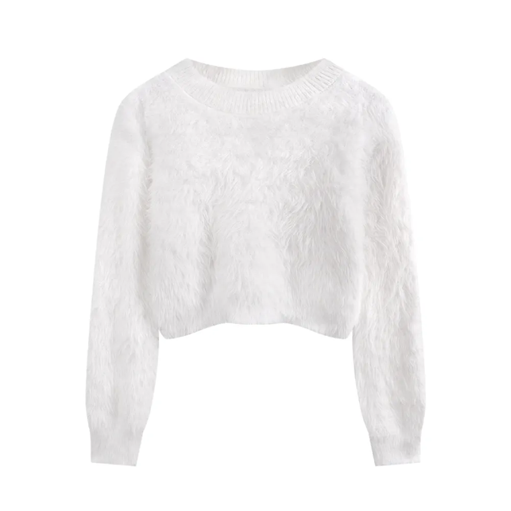 Women's Solid Color Cropped Sweater