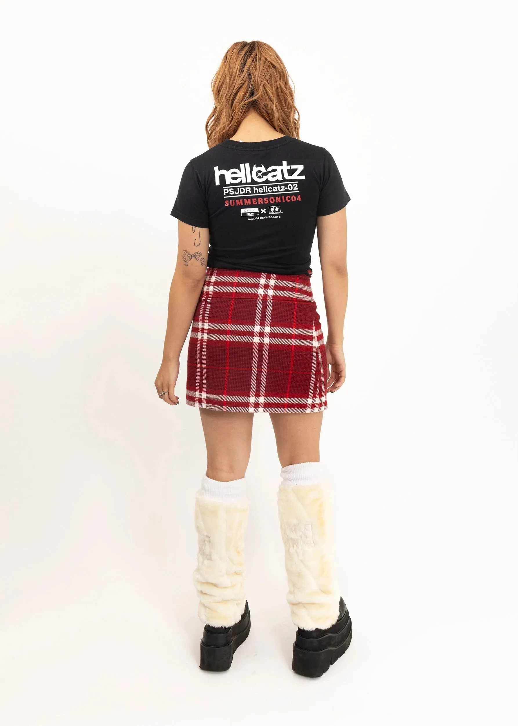 Wool blend tartan mini skirt