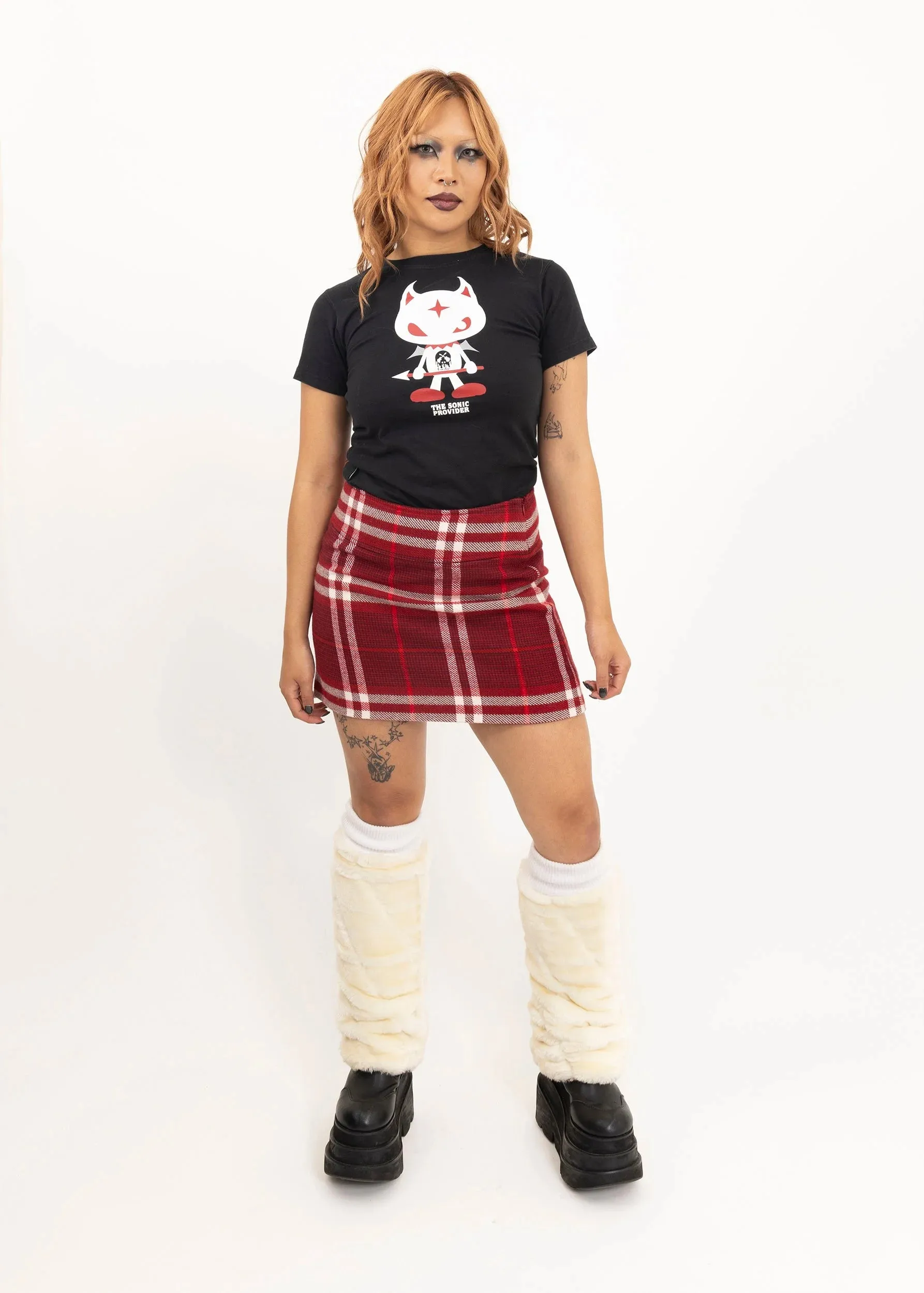 Wool blend tartan mini skirt