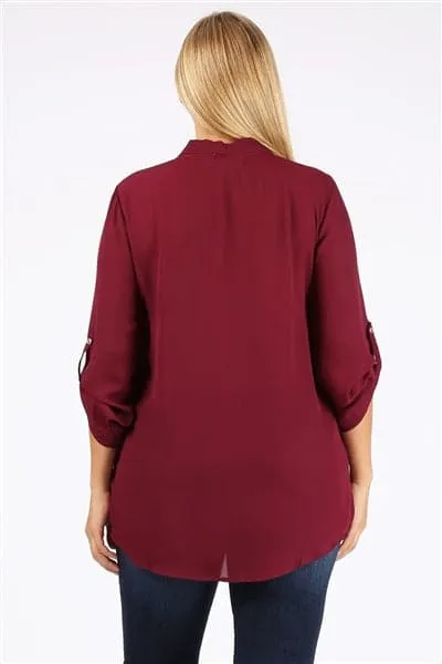 Wool Dobby Plus Top Burgundy - Pack of 6