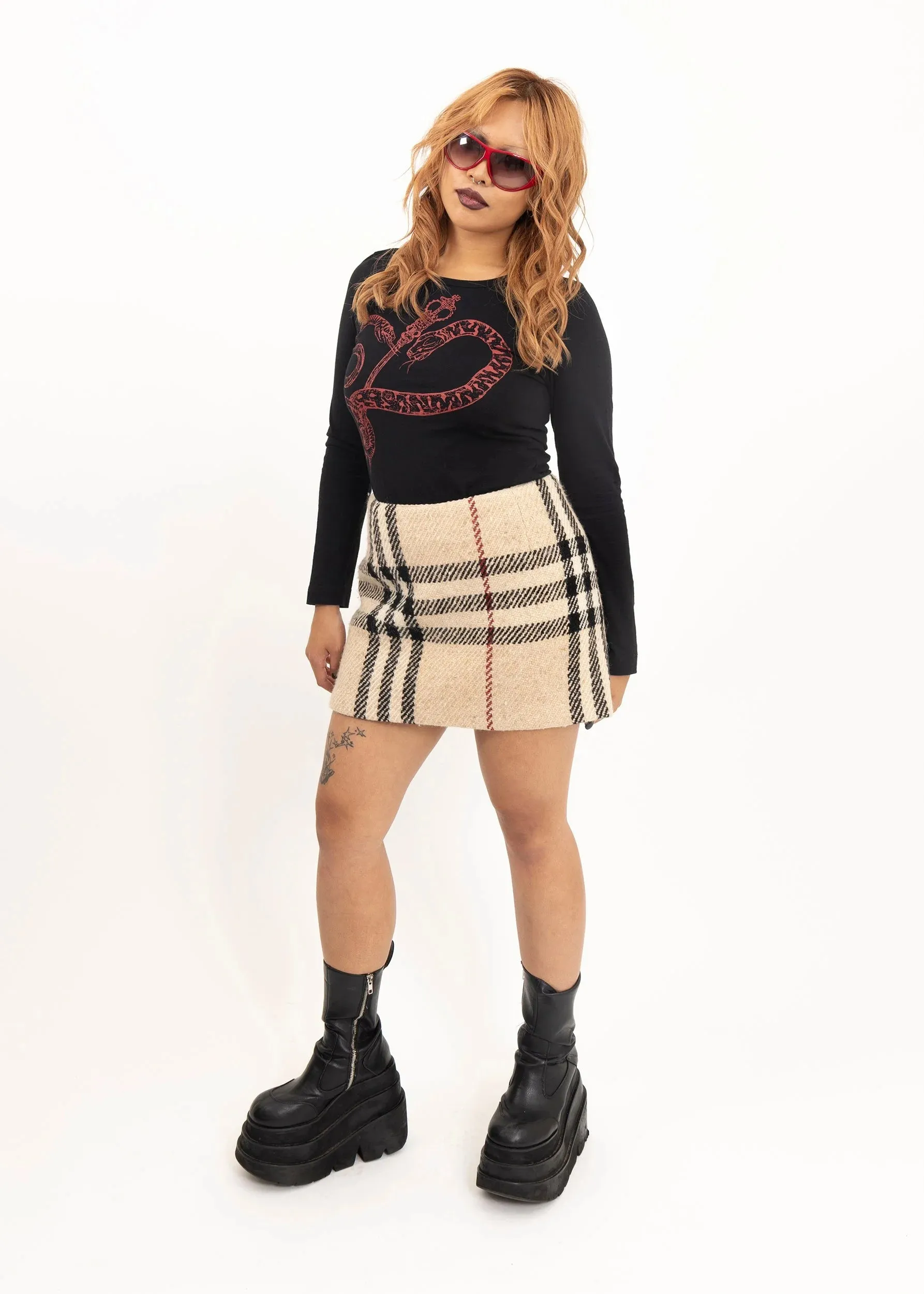 Wool novacheck tartan mini skirt