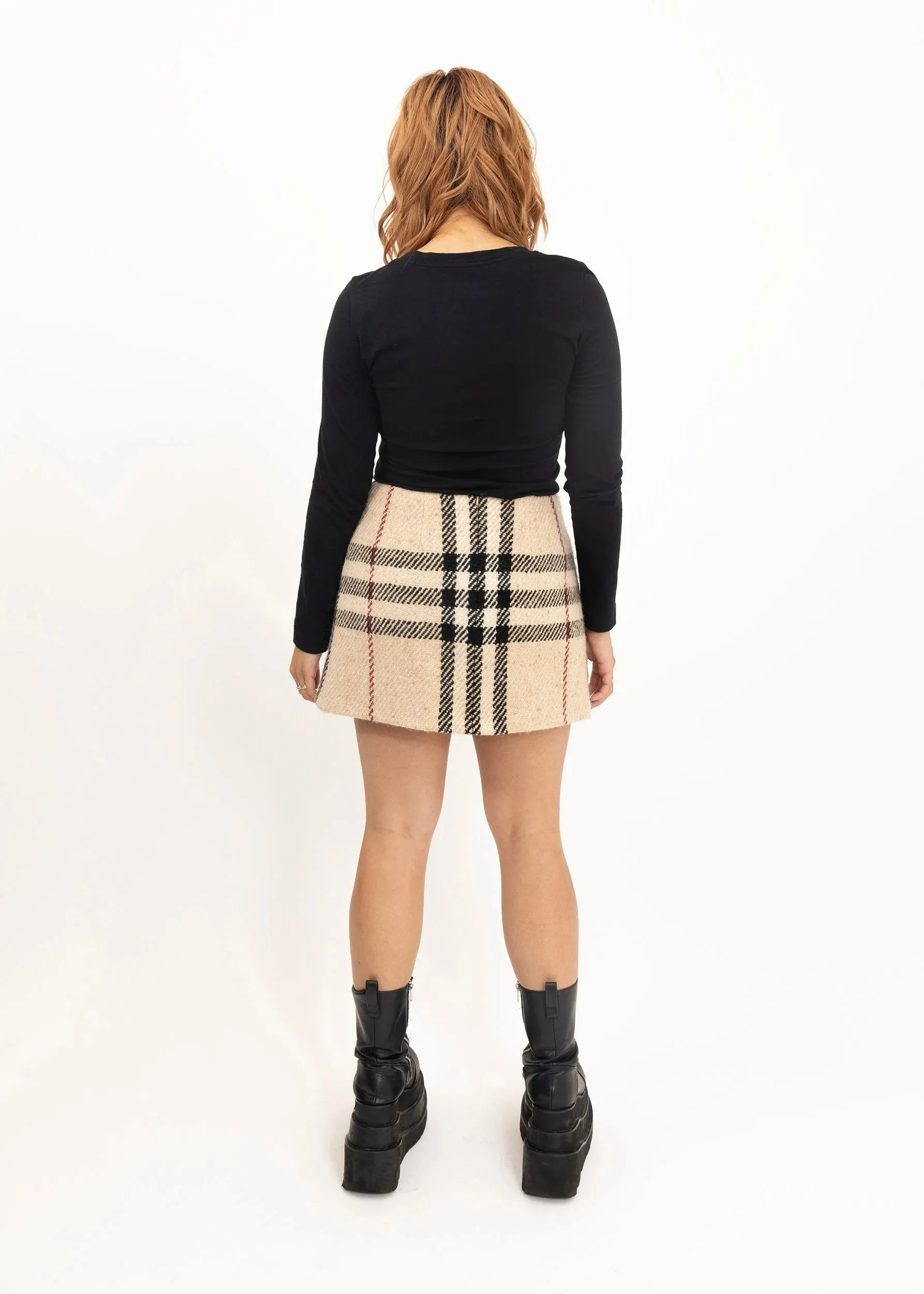 Wool novacheck tartan mini skirt