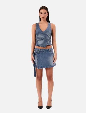 Wrap Skirt Dalia - Mid Vintage Indigo