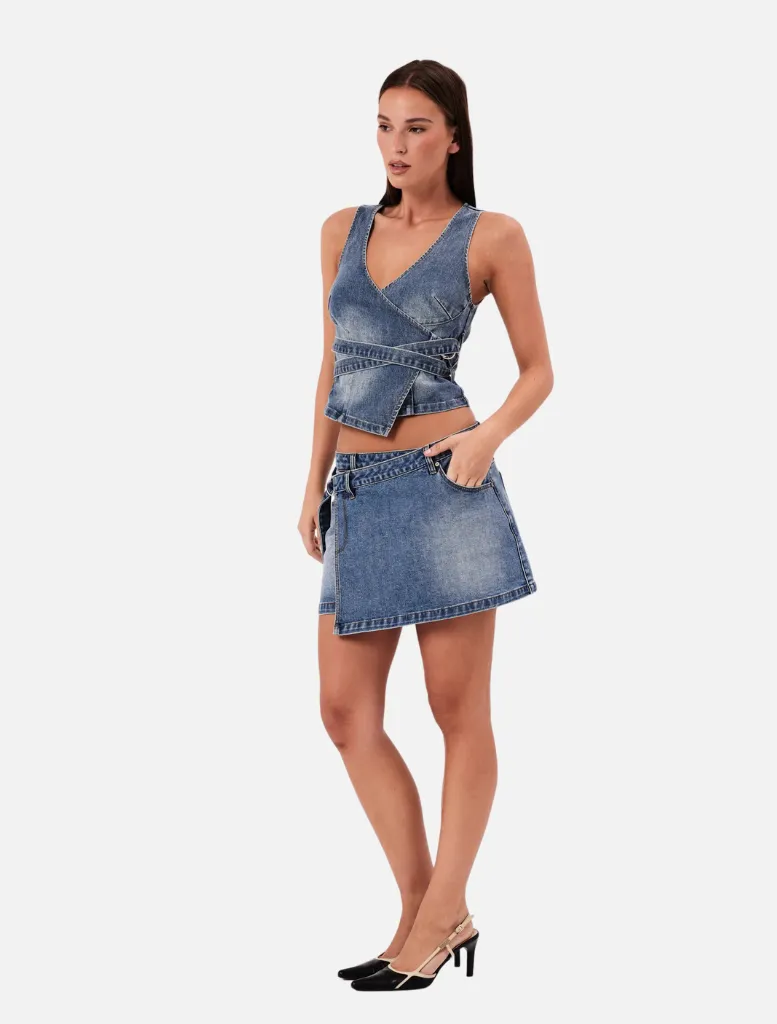 Wrap Skirt Dalia - Mid Vintage Indigo