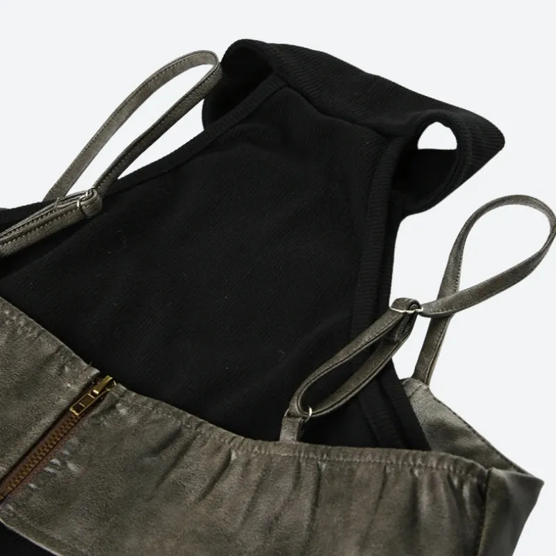 Y2K Faux Leather Crop Top