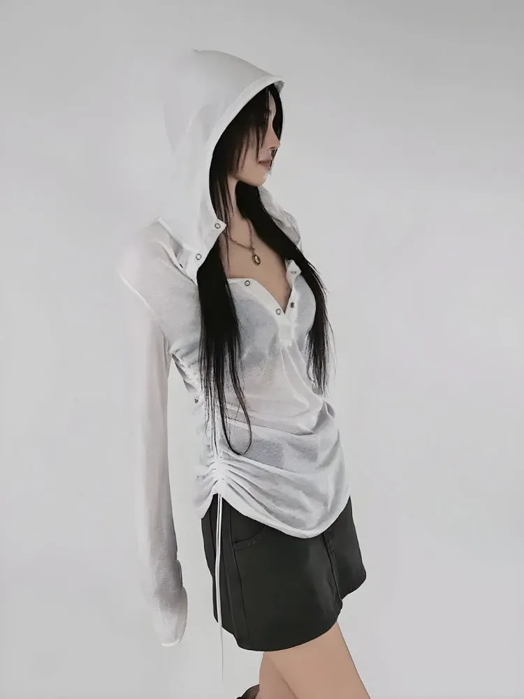 Y2K Hooded Sheer Top