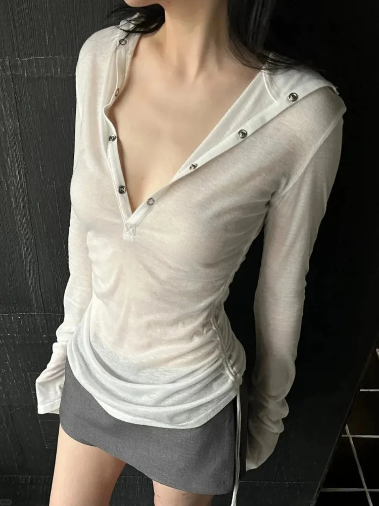 Y2K Hooded Sheer Top