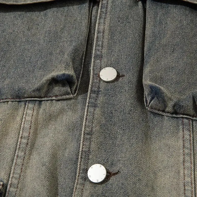 Y2K Multi-Pocket Denim Jacket in Premium Polyester and Cotton Blend