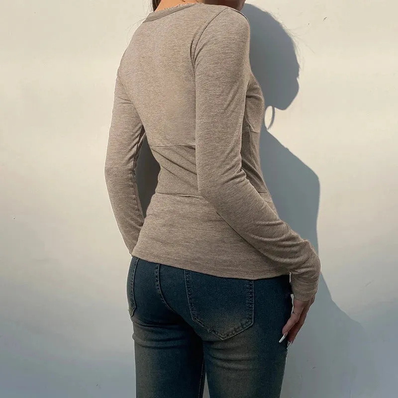 Y2K Plunge Neck Basic Top