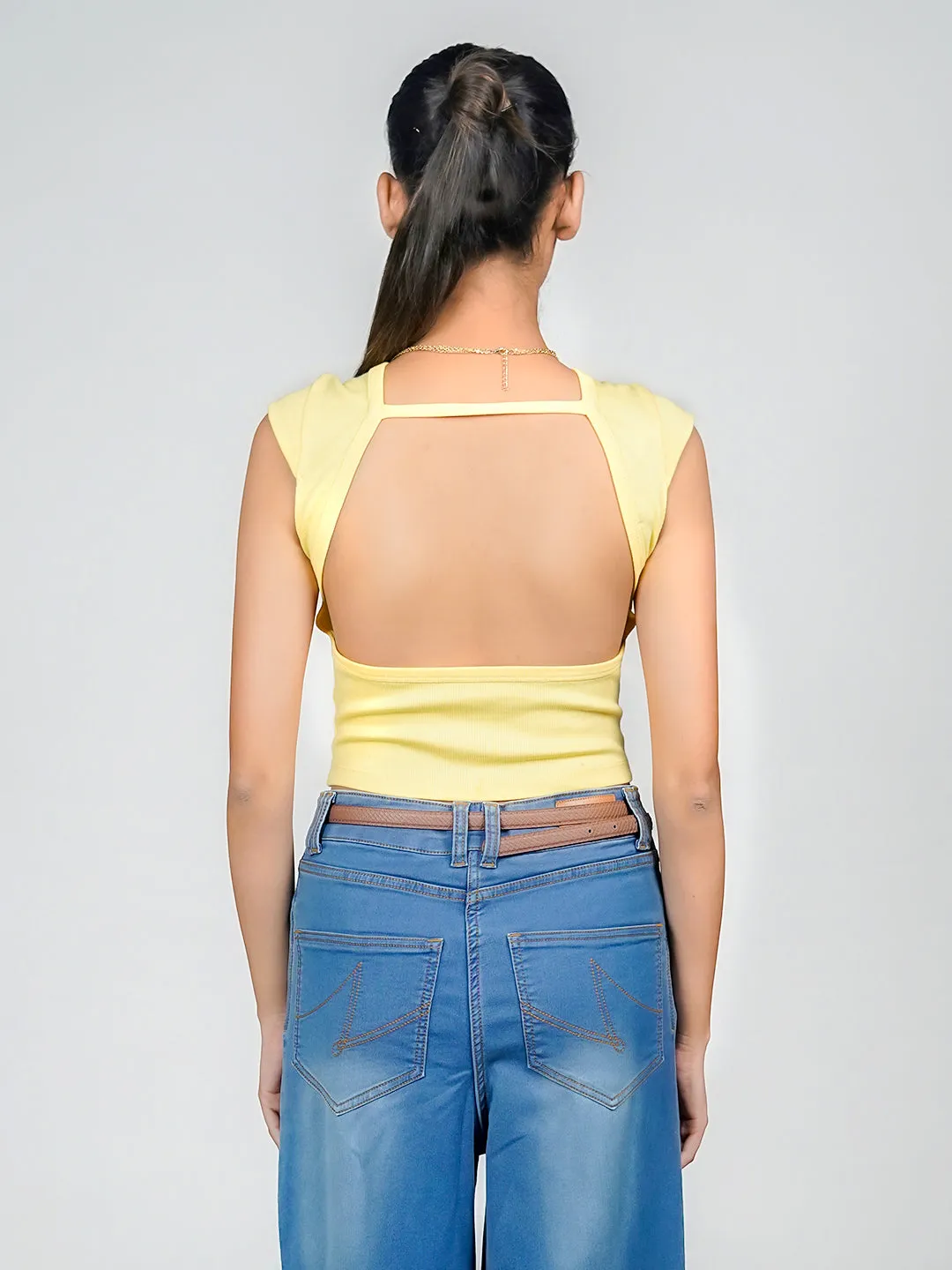 Yellow Solid Basic Top