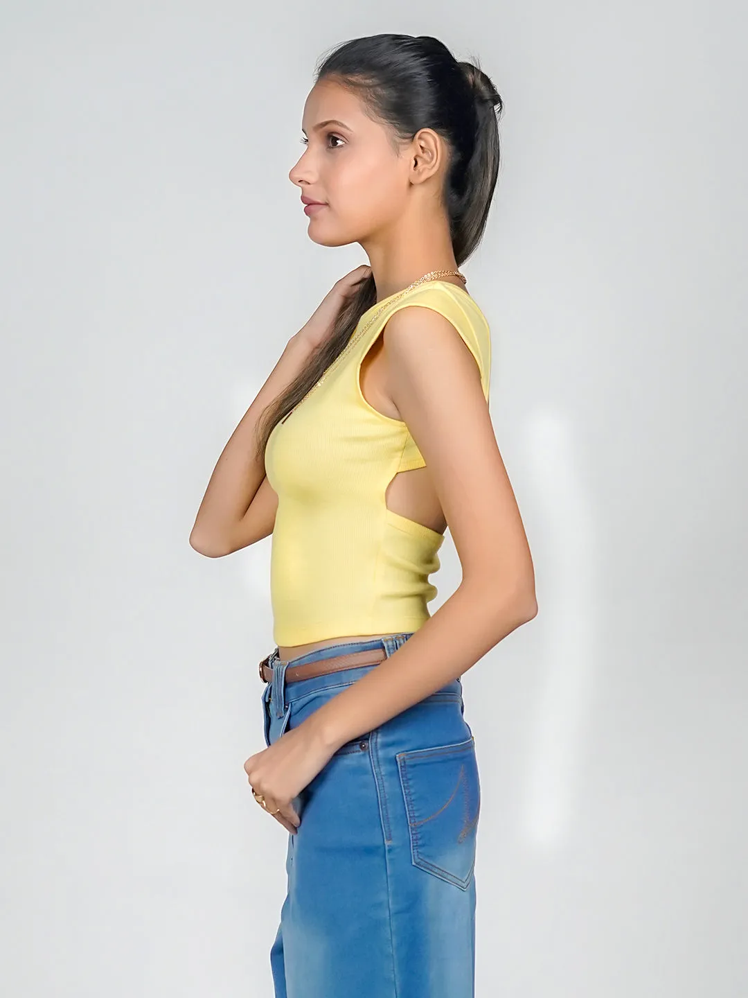 Yellow Solid Basic Top