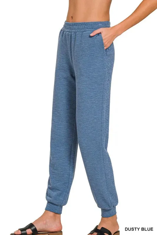 Zenana Cotton Slub Jogger Pants