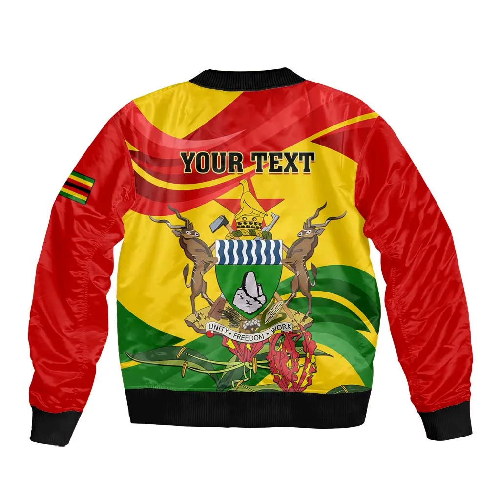 Zimbabwe Independence Day Bomber Jacket Featuring Chapungu Bird and Flame Lily LT01
